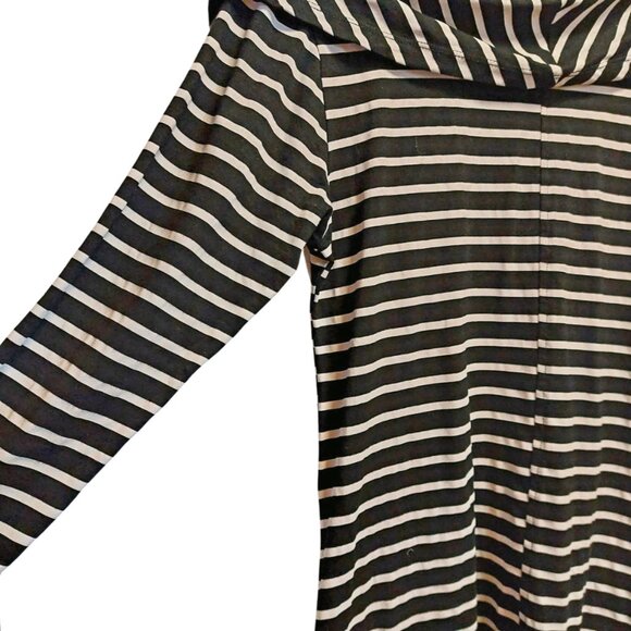 Flutter & Squeak Black & White Striped Cowl Neck Asymmetrical Top Dress, M - Picture 10 of 17